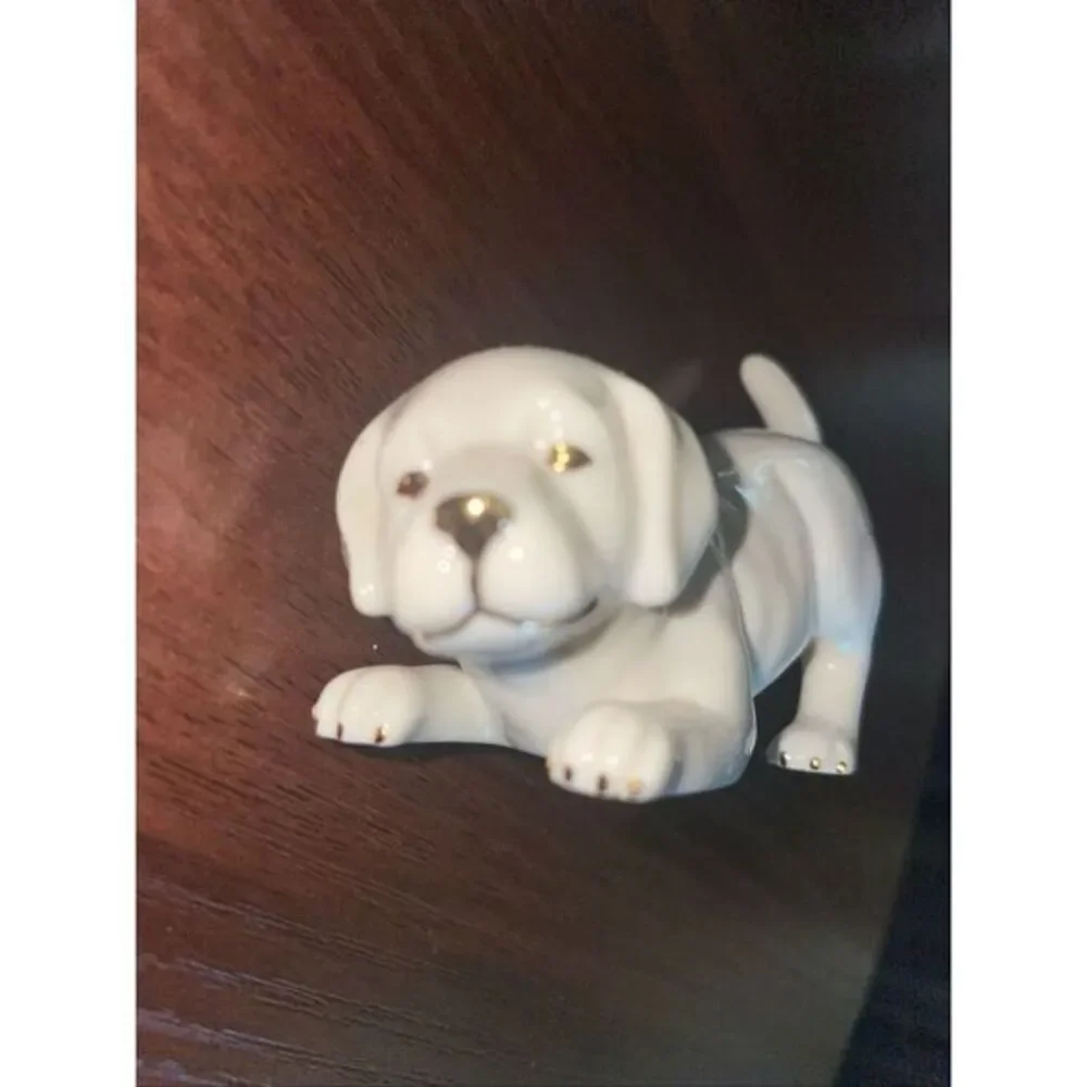 Lenox Labrador Retriever Golden Lab Puppy‎ Dog Gold Cream Figurine 3.5